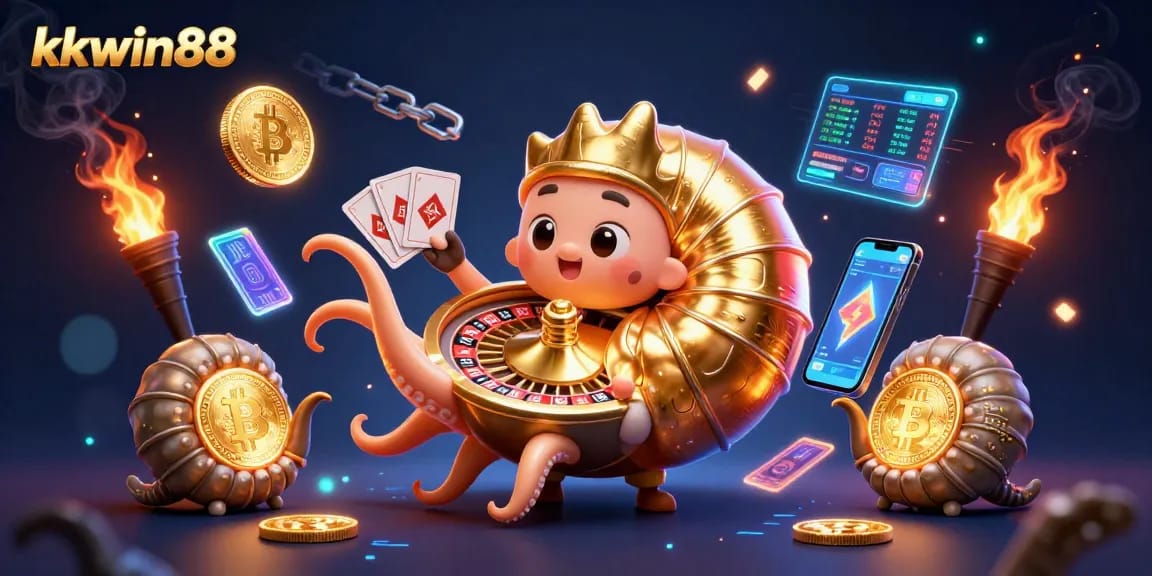 Engage with kkwin88 at the digital casino, where excitement meets strategy in this vibrant illustration.