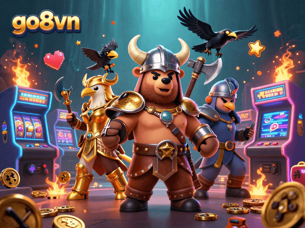 Engage with thrilling gameplay at go8vn featuring vibrant 3D characters and dynamic casino elements.