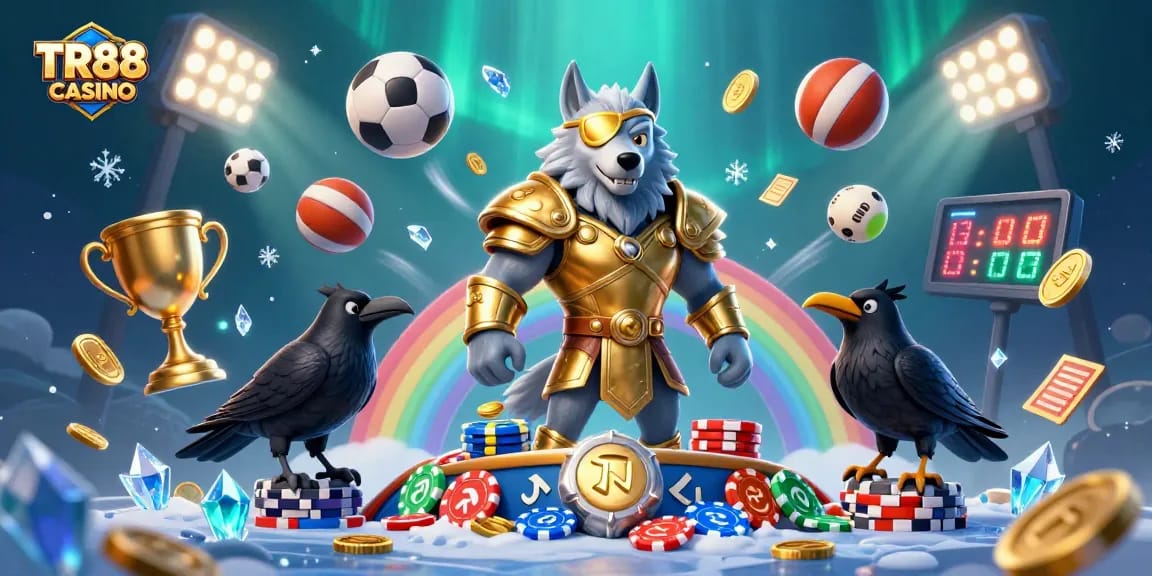 Engaging TR88 CASINO illustration showcasing dynamic characters and vibrant game elements.