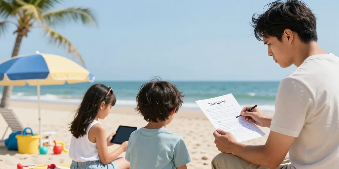 Family exploring how to get rid of a timeshare at the beach, showing frustration and hope.
