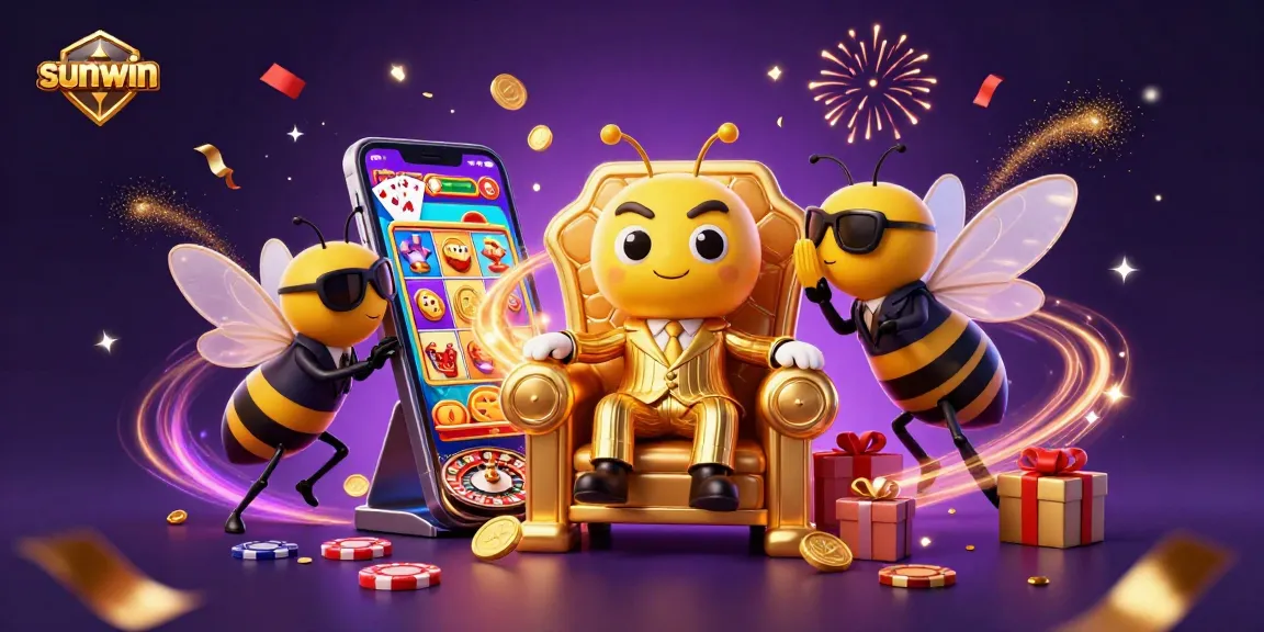 Experience thrilling wins with sunwin in this vibrant casino scene featuring a bumblebee mob boss.