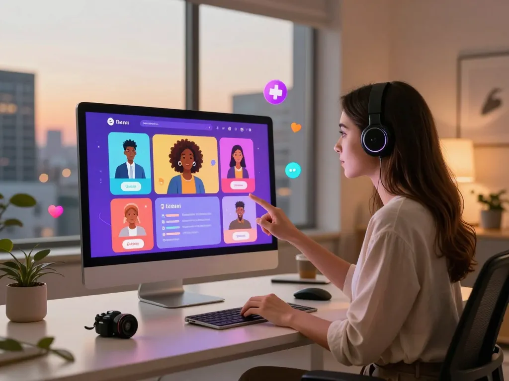 Engaging virtual assistant showing characters in a crush on AI app