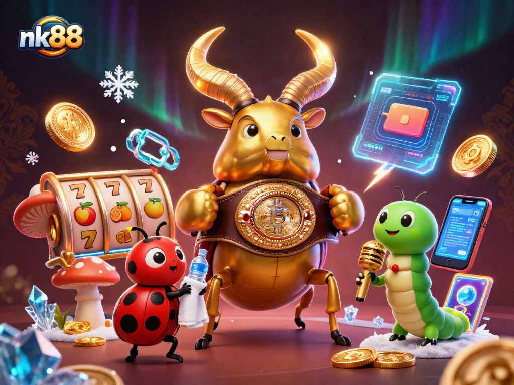 Engage in thrilling jackpots with nk88 as a golden stag beetle battles in a vibrant casino