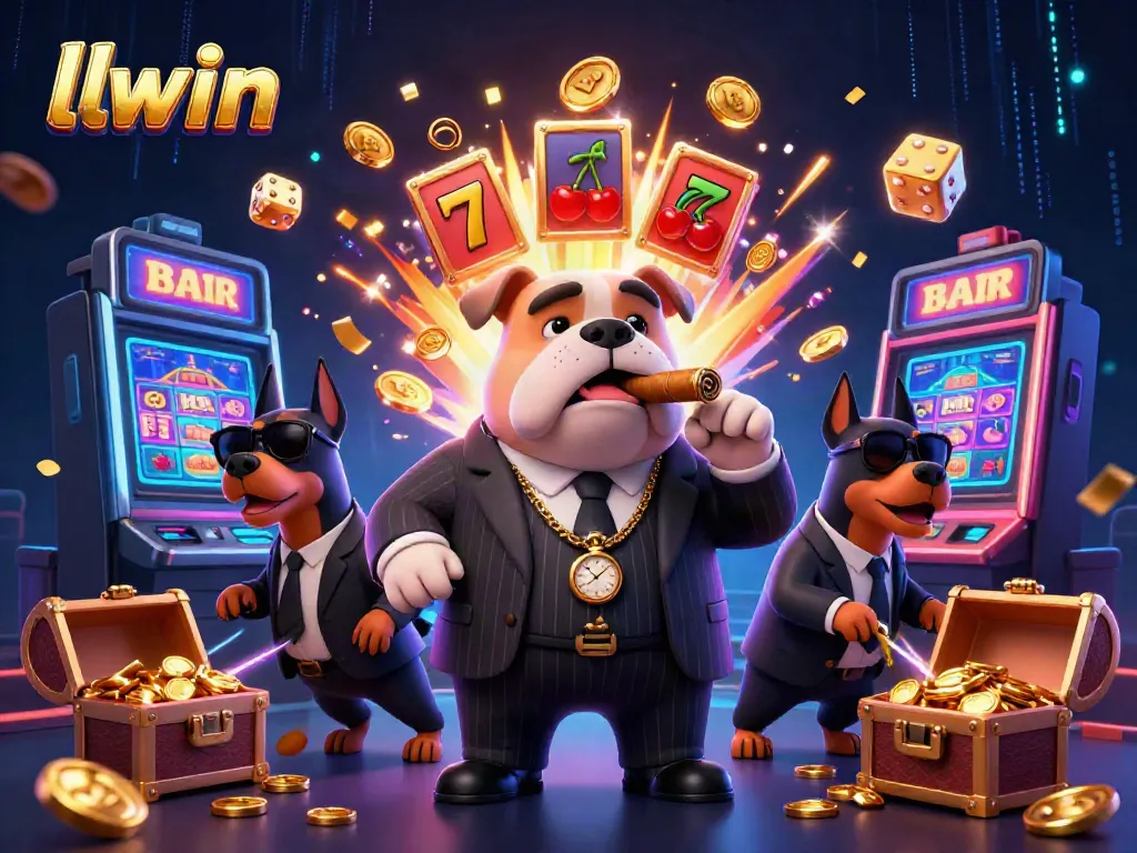 Feel the excitement at llwin with this dynamic casino-themed digital illustration featuring lively gaming elements.