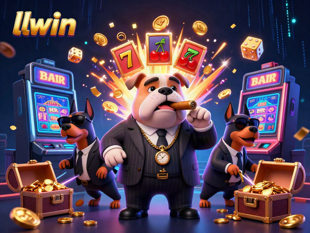 Feel the excitement at llwin with this dynamic casino-themed digital illustration featuring lively gaming elements.