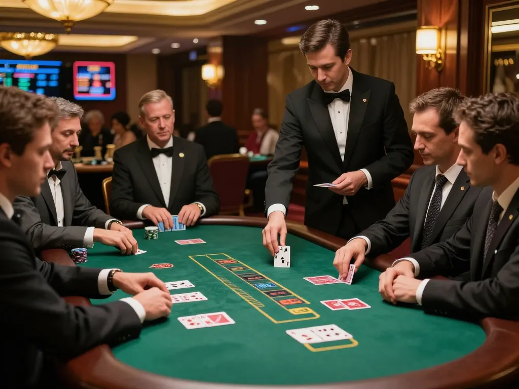 Players strategizing at a blackjack table with https://net88.wtf/ showcasing intense gameplay.