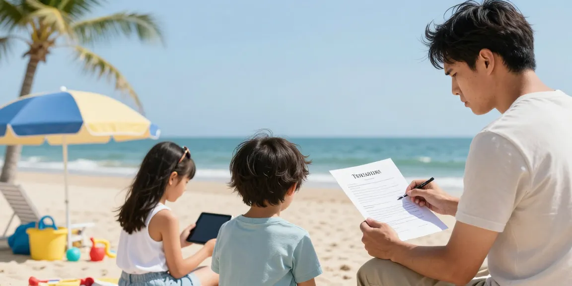 Family exploring how to get rid of a timeshare at the beach, showing frustration and hope.